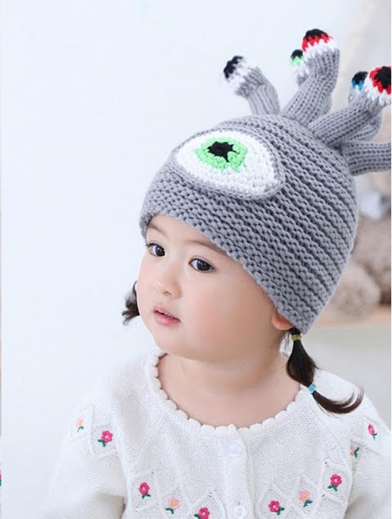 Big Kid's Alien Themed Knitted Hat